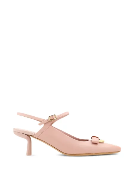 Pantofi cu toc Ferragamo cu funde din piele slingback roz