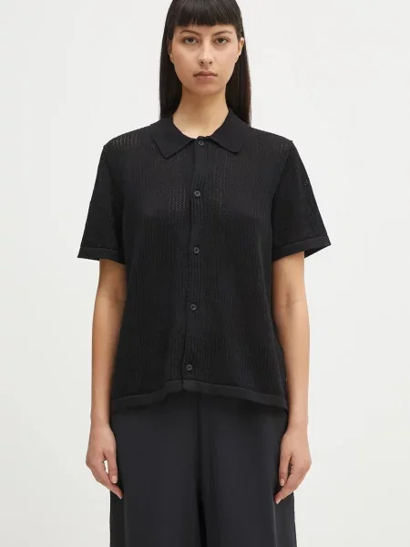 Carhartt WIP cămașă din W’ S/S Temple Knit Shirt cu guler clasic regular negru