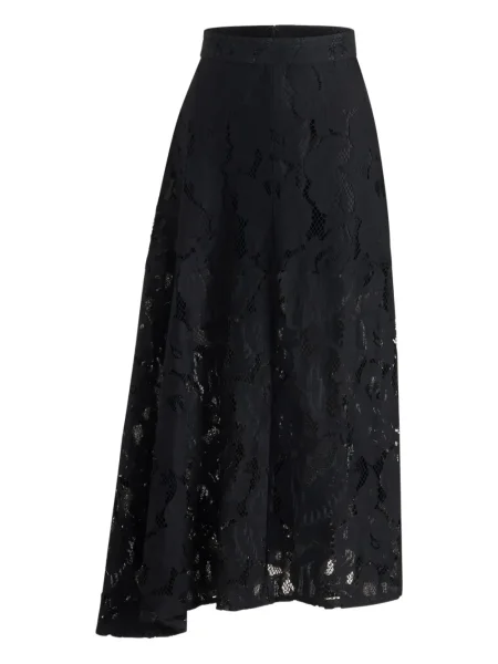 Spódnica midi Patou asymetryczna koronkowa do kolan czarna