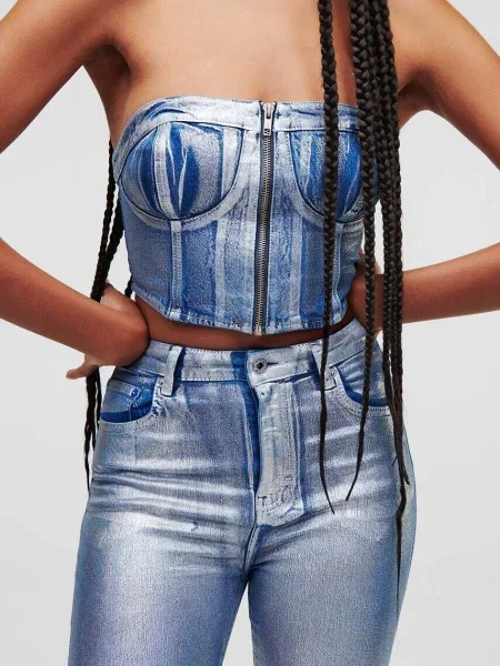 Top Karl Lagerfeld Jeans niebieski