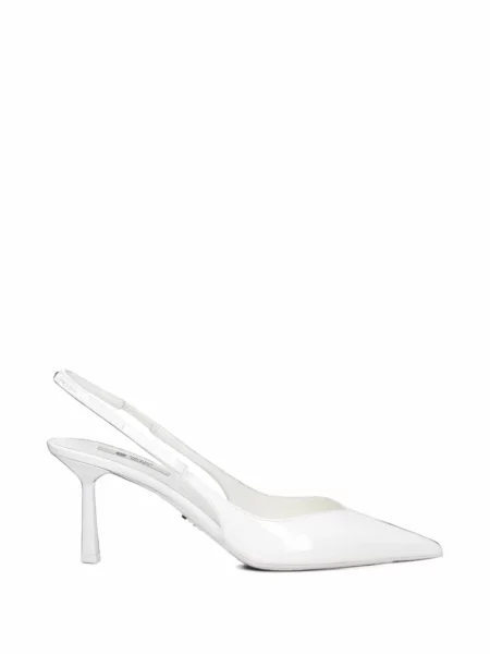Pantofi cu toc Prada cu funde slingback alb