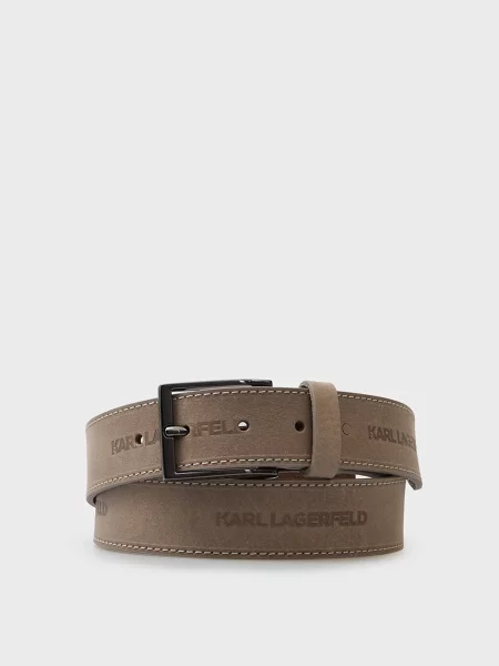 Шкіряний ремінь Karl Lagerfeld сірий