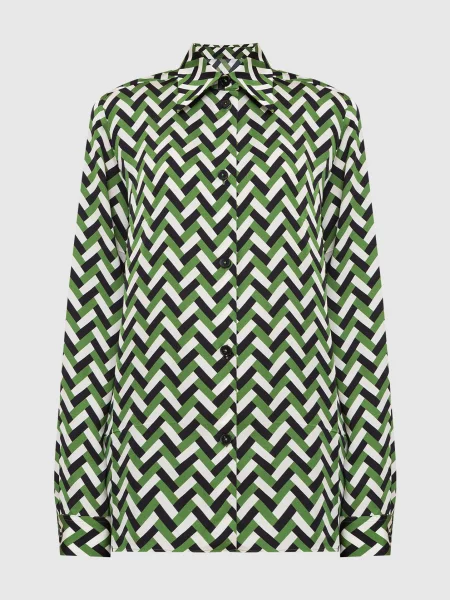 Сорочка в геометричний принт Jil Sander зелена