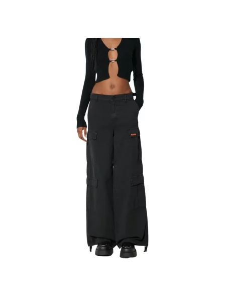 Heron Preston spodnie z domieszką lnu Vintage Wash Canvas Cargo fason cargo high waist czarny