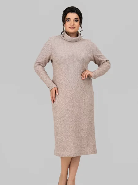 Сукня міді All Posa мокко вовна/поліестер
