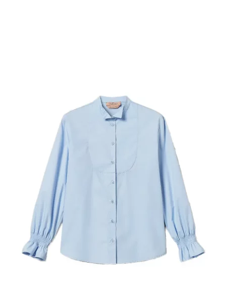 Cămașă Twinset cu volane din poplin albastru