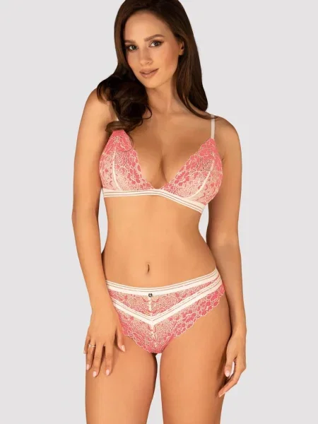 Комплект белья: бюстгальтер с мягкой чашкой и трусики бразилиана Комплект_Obsessive_Bloomys_set
