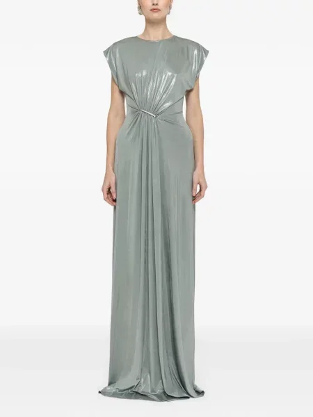 Maxi rochie maxi Nissa cu volane de costum verde