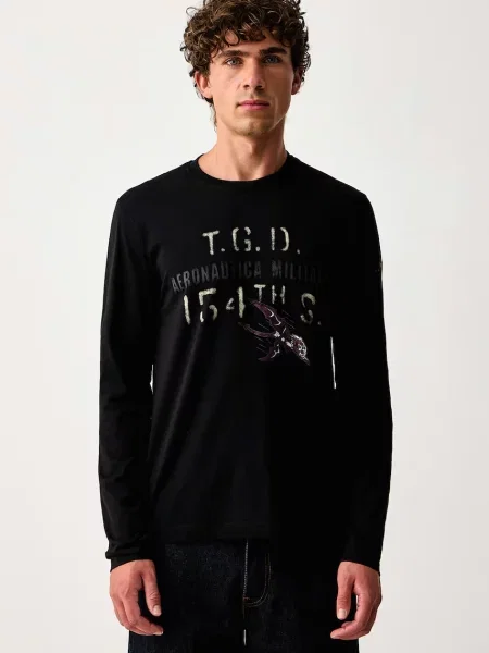 Tricou cu mânecă lungă Aeronautica Militare negru