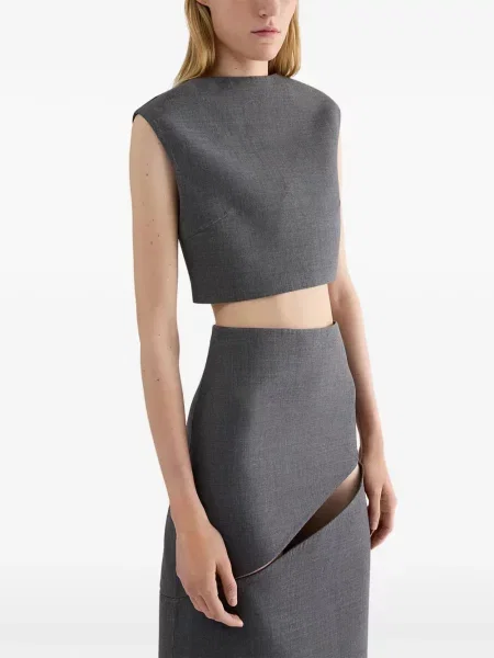 Top Jil Sander din țesătură twill gri