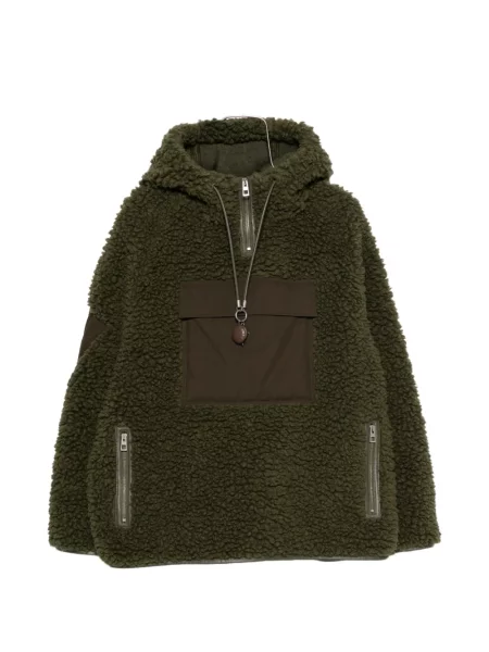 Geacă Loewe din fleece cu glugă verde