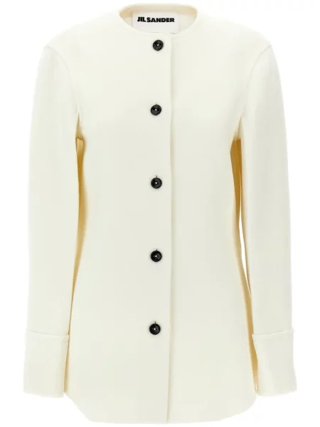 Palton Jil Sander de lână alb