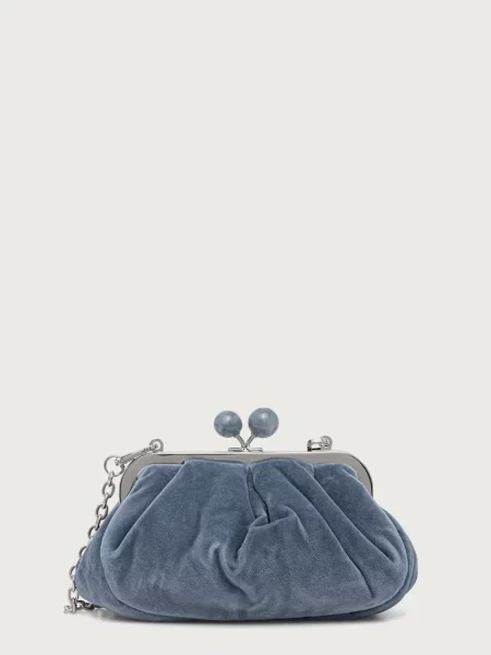 Weekend Max Mara torebka crossbody welurowa WKAGIOCHI niebieska