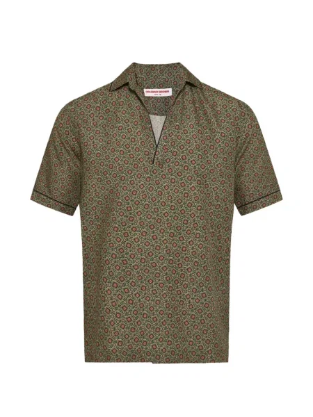 Cămașă Orlebar Brown cu model floral verde