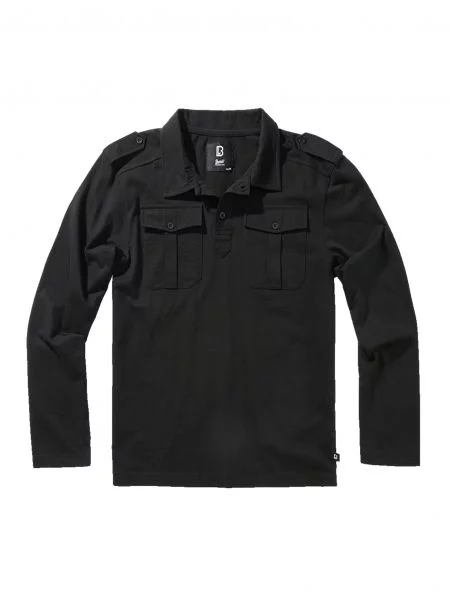 Polo Brandit cu mâneci lungi din jerseu lung negru