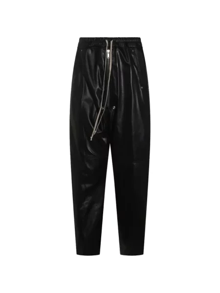 Pantaloni Rick Owens din piele cu cordon negru