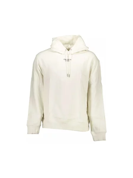 Bluza z kapturem Calvin Klein Jeans z kapturem z długim rękawem biała