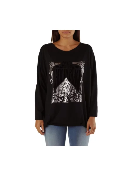 Top Met z nadrukiem casual czarny