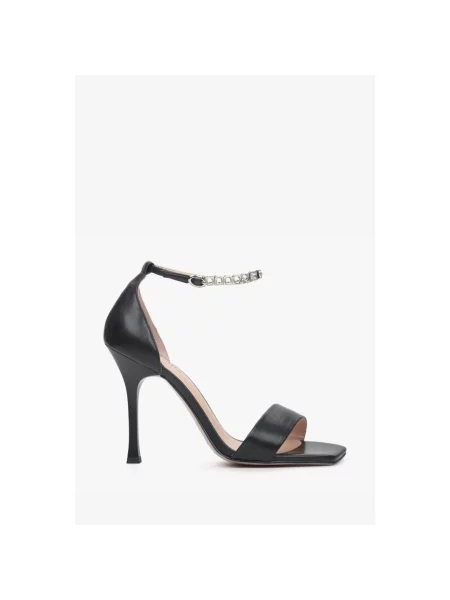 Босоніжки Ankle strap шкіряні Estro чорні