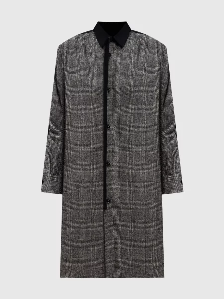 Сорочка з вовни у візерунок Y`s Yamamoto сіра