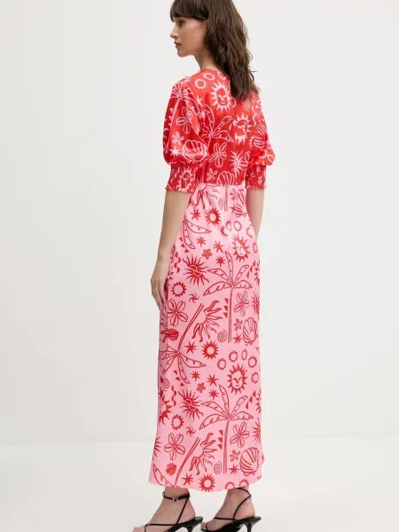 Never Fully Dressed sukienka maxi prosta czerwony