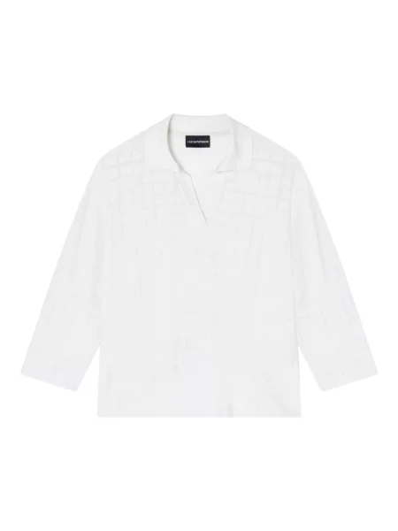 Koszulka polo Emporio Armani z dżerseju z kołnierzem biała