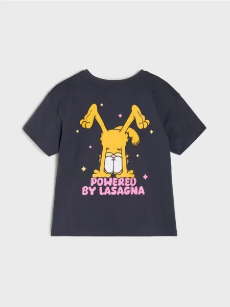 Sinsay tričko s potiskem na zádech Garfield šedá