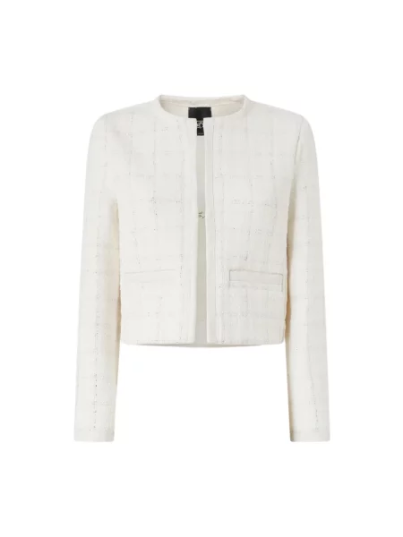 Kurtka Pinko tweedowa casual biała