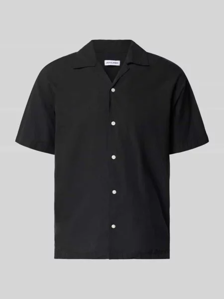 Koszula casualowa o kroju regular fit z mieszanki bawełny i lnu Jack & Jones czarna