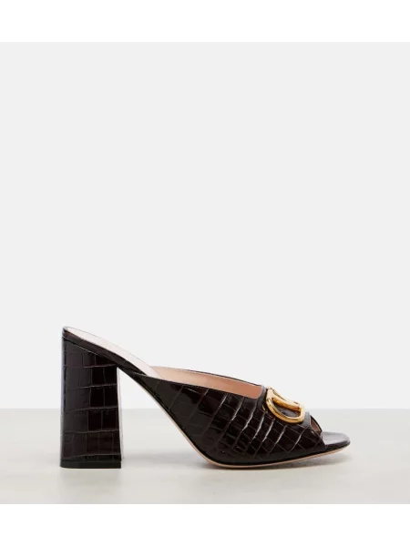 Papuci tip mules Valentino Garavani din piele maro