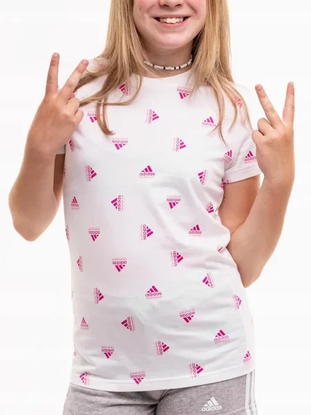 Koszulka dla dzieci adidas Brand Love Print Cotton Tee biała