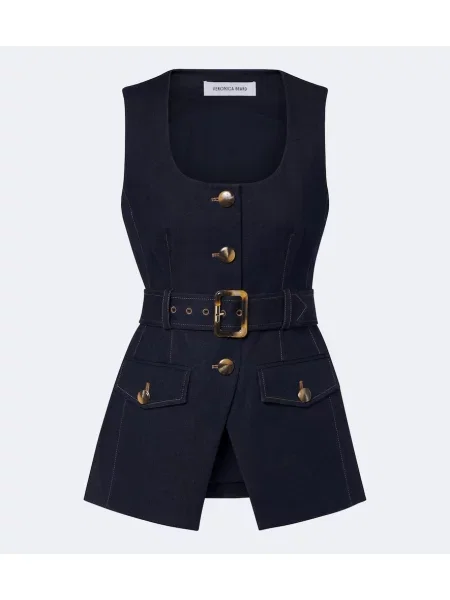 Cu centură vestă denim Veronica Beard albastru