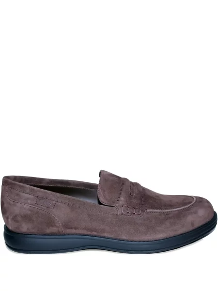 Pantofi loafer Brioni din piele de căprioară maro
