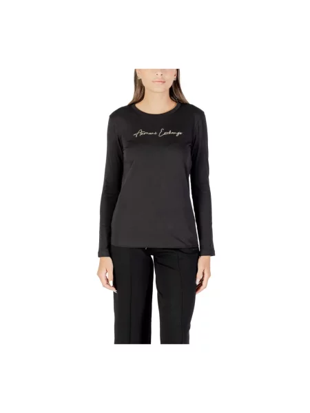 Bluzka z długim rękawem Armani Exchange czarna