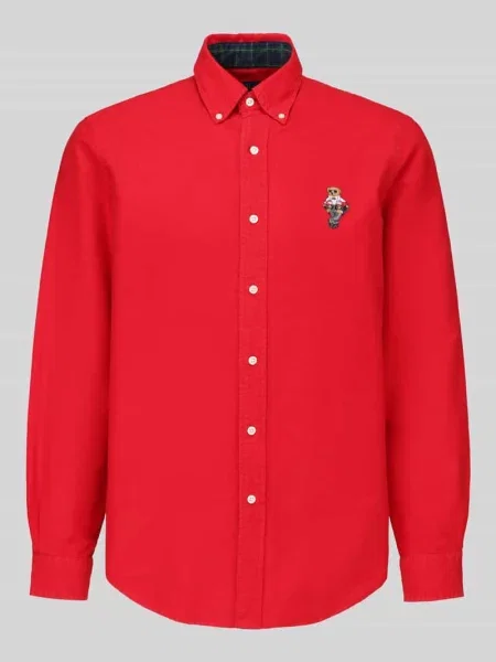 Koszula casualowa z czystej bawełny z haftowanym detalem z motywem Polo Ralph Lauren czerwona