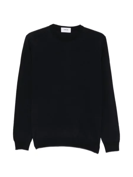 Lung pulover Vela Shop cu decolteu rotund albastru
