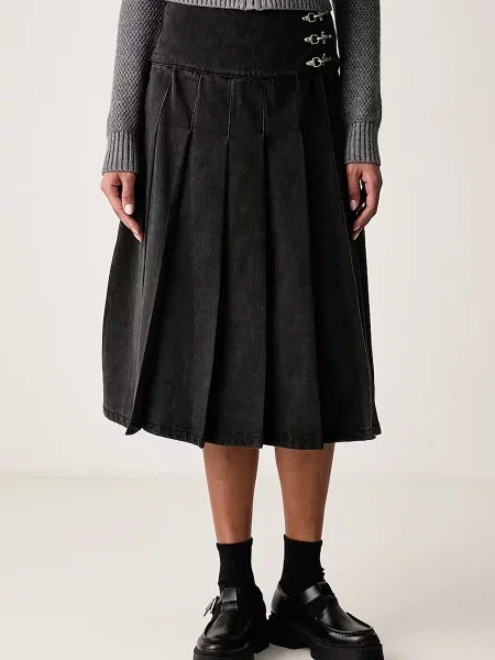 The Ragged Priest fustă evazată din denim negru