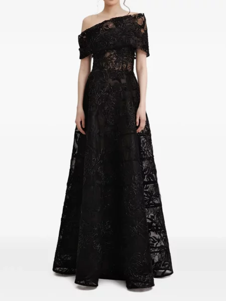 Rochie maxi Gemy Maalouf asimetrică negru