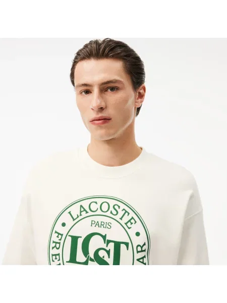 Lacoste Luźna Bluza Z Grafiką biała