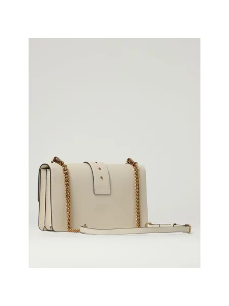 Torebka skórzana Pinko skórzana elegancka biała