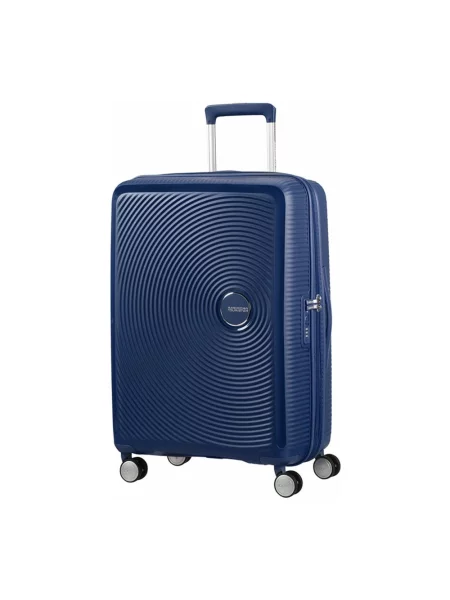 Lniana walizka American Tourister niebieska