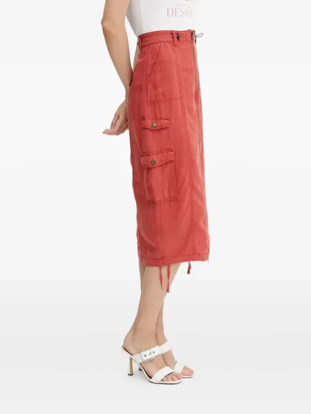 Fustă midi Guess roșu