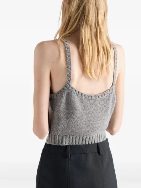 Top Prada cu model argyle gri