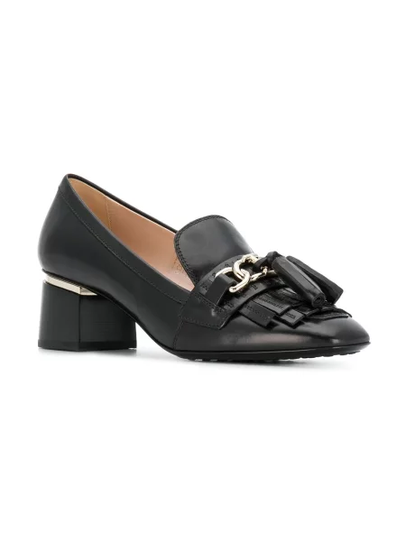 Pantofi loafer Tod's cu toc bloc negru