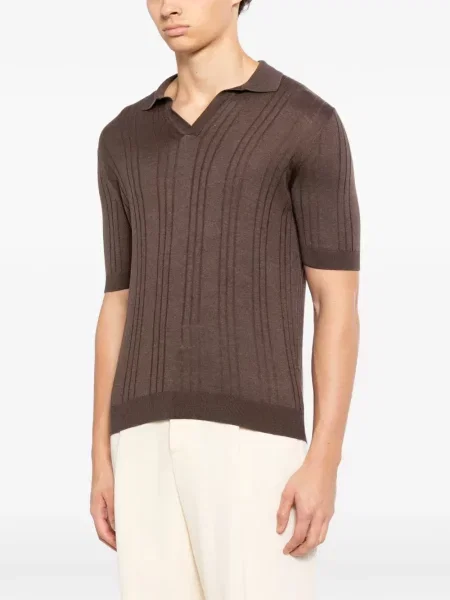 Gulerat tricou Tagliatore scurt maro