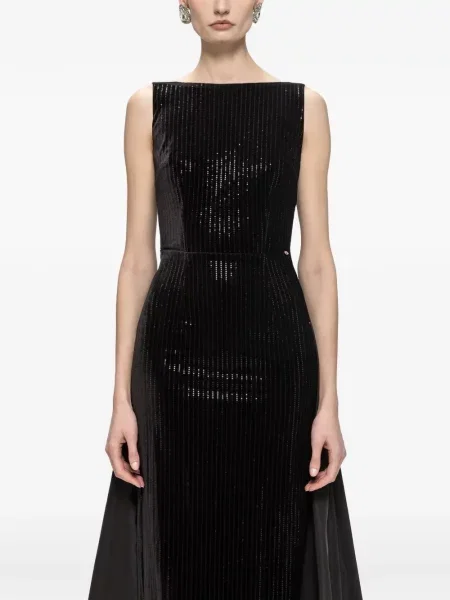 Rochie maxi Nissa cu paiete de catifea negru