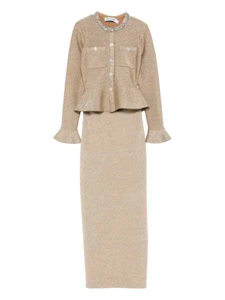 Rochie midi Self-portrait până la genunchi de costum auriu