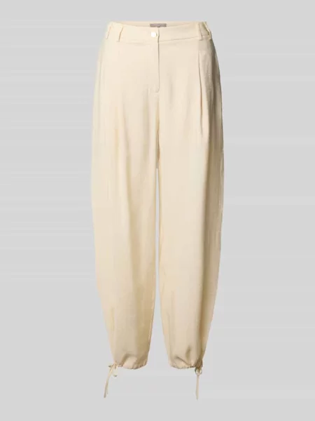 Spodnie o kroju relaxed fit z obszytymi zakończeniami nogawek Christian Berg Woman Selection