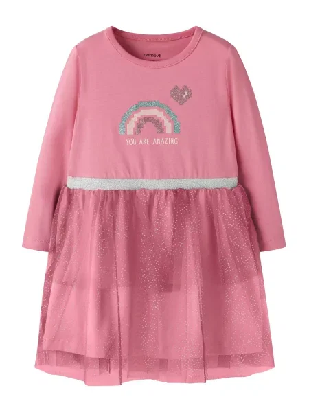 NAME IT Rochie NMFLahappi pitaya / pastel / argintiu roz