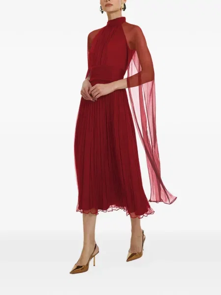 Rochie midi Framboise de mătase roșu